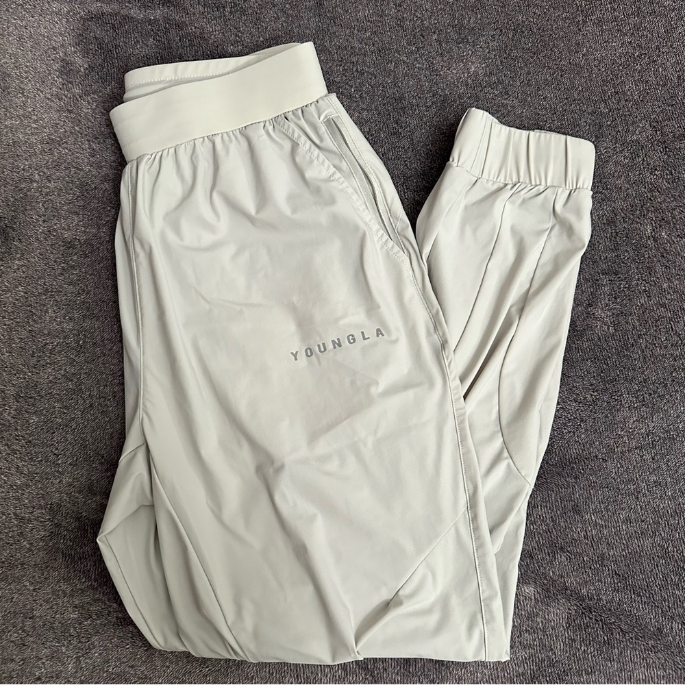 Youngla Grey Nylon Training Joggers - Size Small